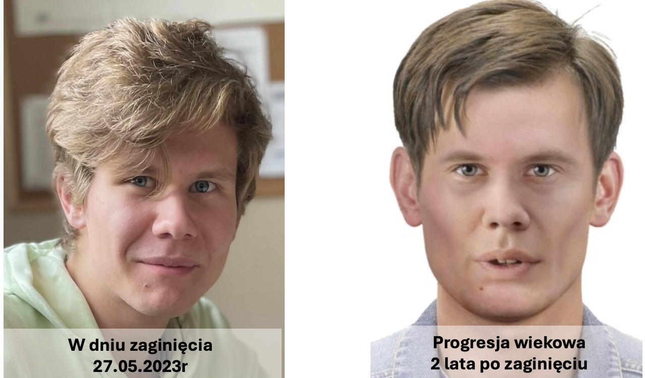 Na stronie internetowej Polska Policja pojawiło się dziś zdjęcie uwzględniające progresję wiekową Krzysztofa.